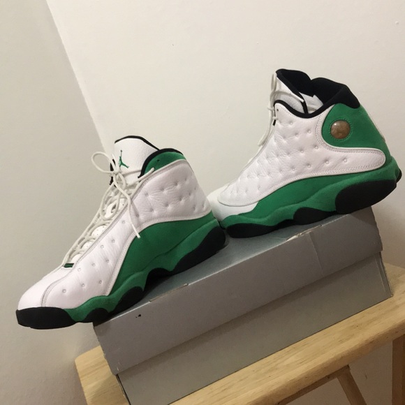 white lucky green black jordan 13